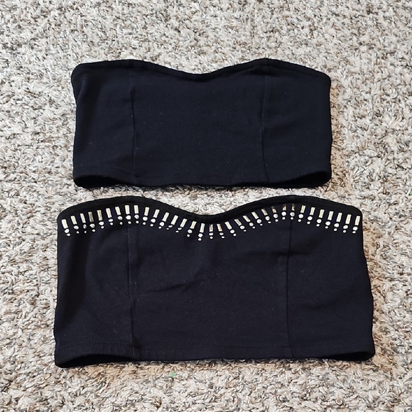 Black Strapless Bandeau Tops With Studded Detail Small And XS - Picture 1 of 2